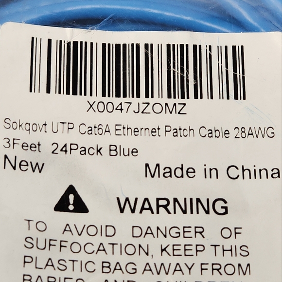 Cat6a Blue Ethernet Patch Cables 3ft (24 In Pack) - Picture 3 of 7